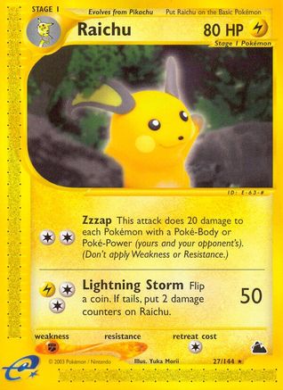Raichu (27) - Reverse Holofoil Skyridge - Rare