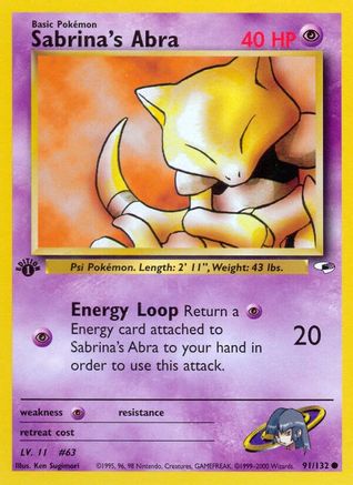 Sabrina's Abra 091 - 1st Edition Gym Heroes - Common