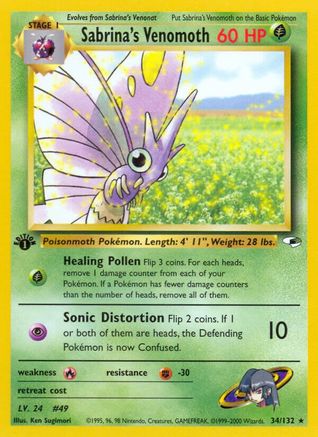 Sabrina's Venomoth 034 - 1st Edition Gym Heroes - Rare