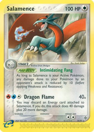 Salamence 019/97 - Reverse Holofoil Dragon - Rare