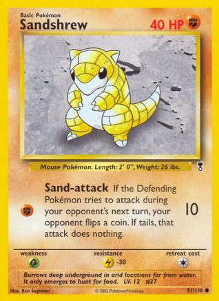 Sandshrew 091/110 - Reverse Holofoil Legendary Collection - Common