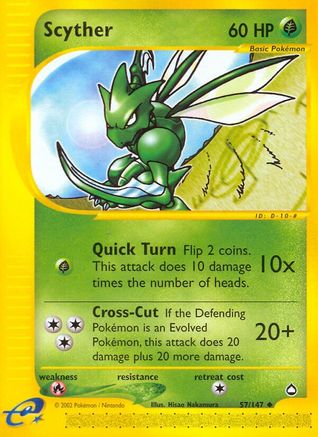 Scyther (57) - Reverse Holofoil Aquapolis - Uncommon