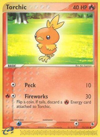 Torchic 073/109 - Reverse Holofoil Ruby and Sapphire - Common