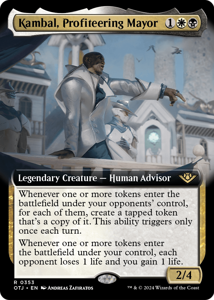 Kambal, Profiteering Mayor (Extended Art) (OTJ-353) - Outlaws of Thunder Junction: (Extended Art)