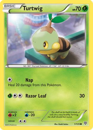 Turtwig 001/135 - Reverse Holofoil Plasma Storm - Common