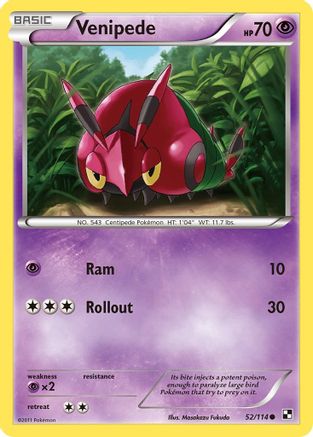 Venipede - Reverse Holofoil Black and White - Common