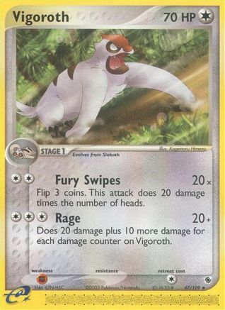 Vigoroth - Reverse Holofoil Ruby and Sapphire - Uncommon