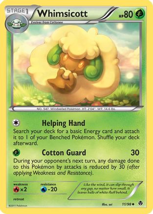 Whimsicott (11) - Reverse Holofoil Emerging Powers - Uncommon