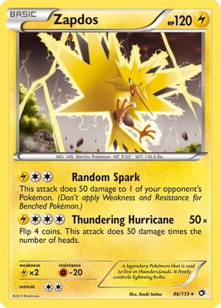 Zapdos 046 - Holofoil Legendary Treasures - Holo Rare