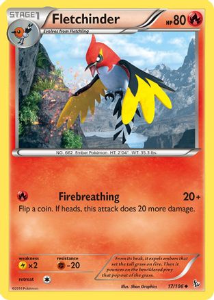 Fletchinder 017 - Reverse Holofoil XY Flashfire - Uncommon