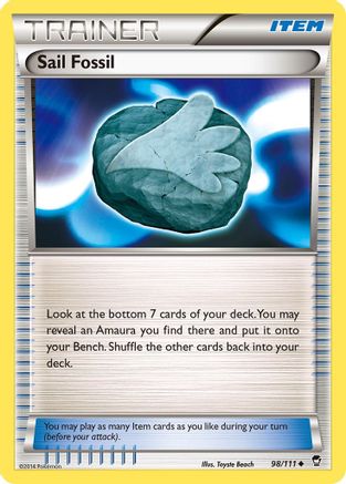 Sail Fossil 098/111 - Reverse Holofoil XY Furious Fists - Uncommon