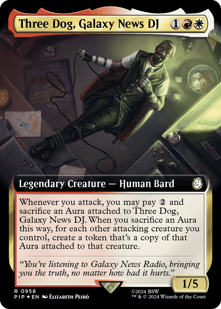 Three Dog, Galaxy News DJ (Extended Art) (Surge Foil) (PIP-958) - Fallout: (Extended Art) Foil