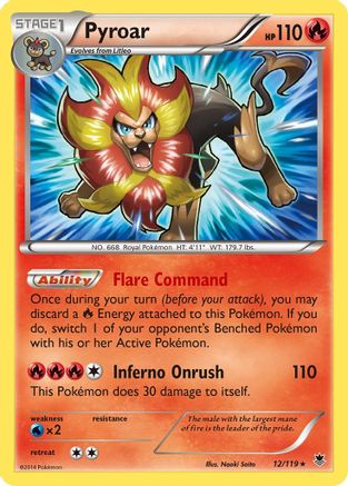 Pyroar 012/119 - Reverse Holofoil XY Phantom Forces - Holo Rare