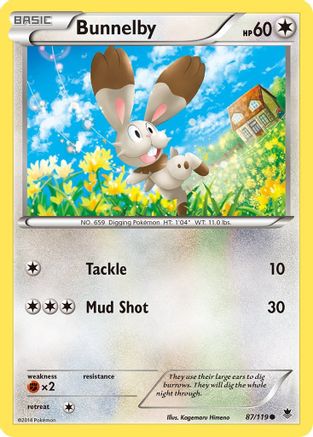Bunnelby 087 - Reverse Holofoil XY Phantom Forces - Common