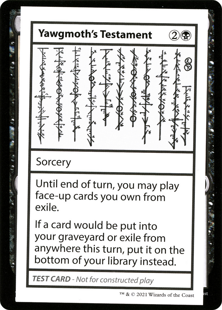 Yawgmoth's Testament (No PW Symbol) (CMB1-) - Mystery Booster Playtest Cards 2021
