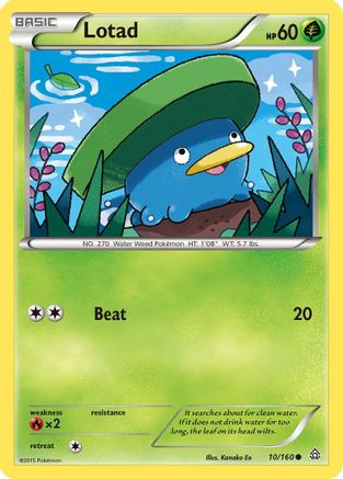 Lotad 010 - Reverse Holofoil XY Primal Clash - Common