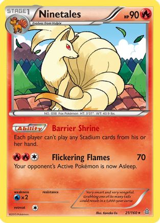 Ninetales 021 - Reverse Holofoil XY Primal Clash - Rare
