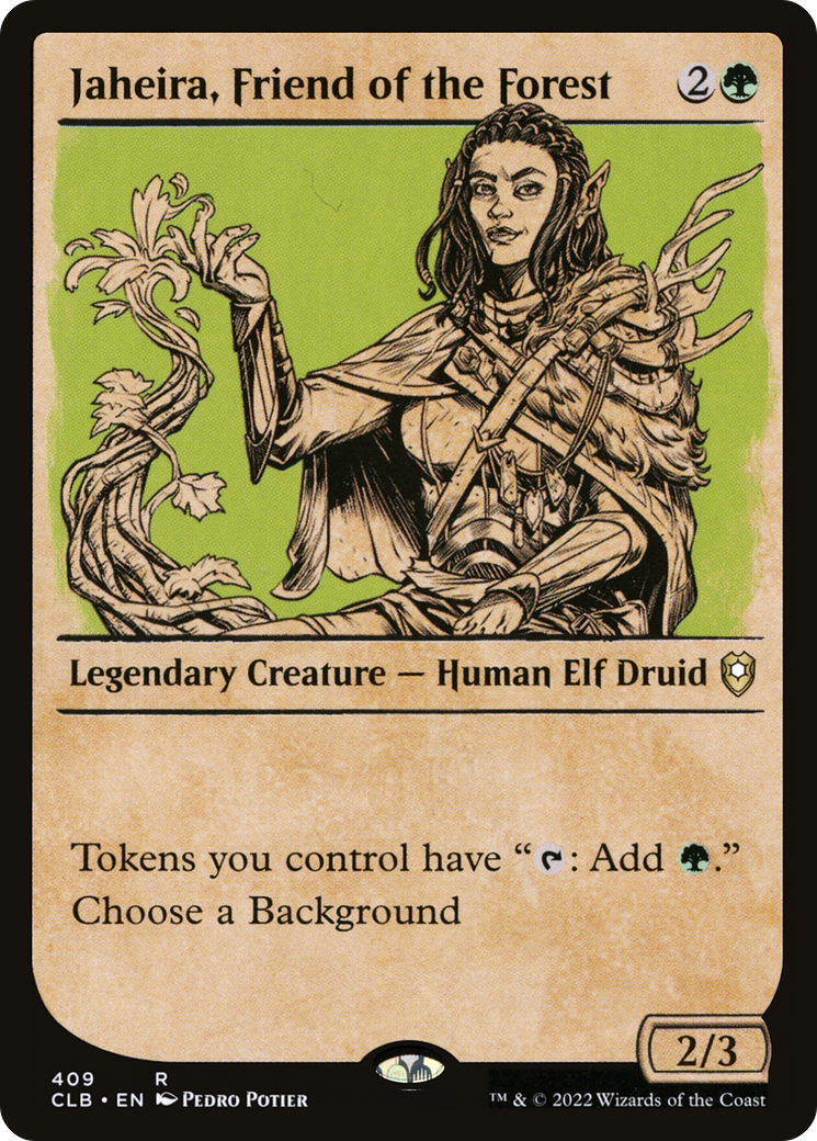 Jaheira, Friend of the Forest (Showcase) (CLB-409) - Commander Legends: Battle for Baldur's Gate: (Showcase) Foil