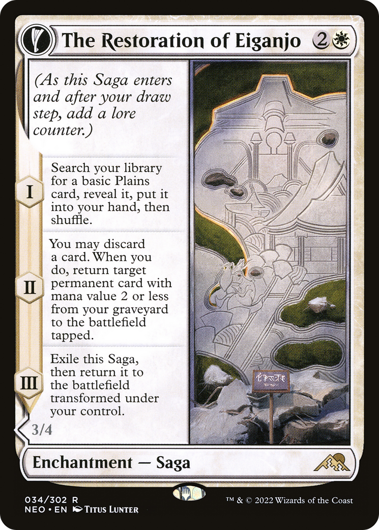 The Restoration of Eiganjo (NEO-034) - Kamigawa: Neon Dynasty: (fandfc, enchantment) Foil