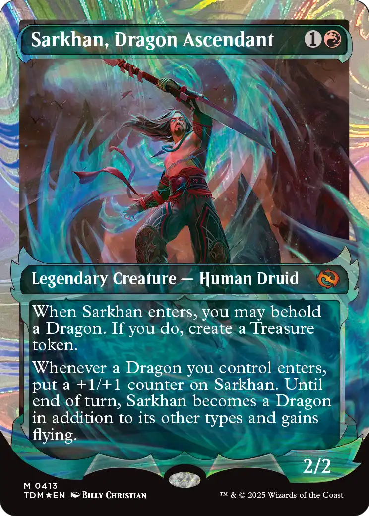 Sarkhan, Dragon Ascendant (0413) (Showcase) (Halo Foil) (TDM-413) - Tarkir: Dragonstorm: (Showcase) Foil