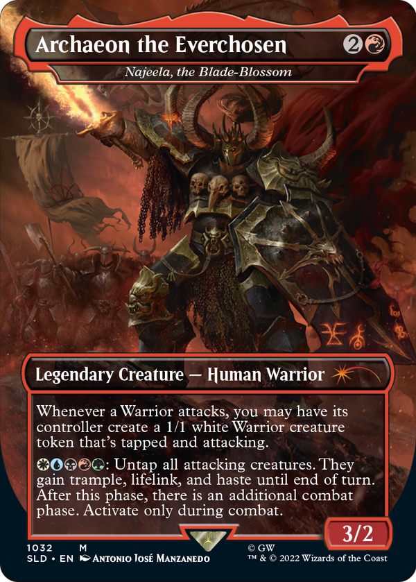 Archaeon the Everchosen - Najeela, the Blade-Blossom (Borderless) (SLD-1032) - Secret Lair Drop / Archaeon the Everchosen Foil