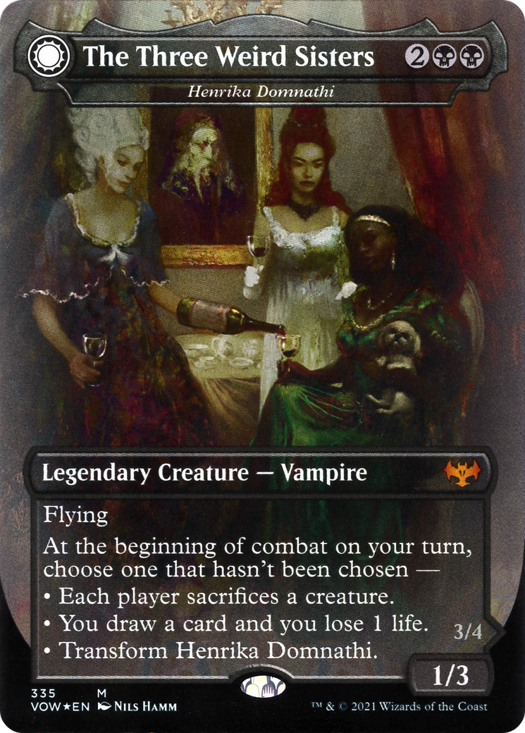 The Three Weird Sisters - Henrika Domnathi (VOW-335) - Innistrad: Crimson Vow: (Double Faced Transform) (Borderless)