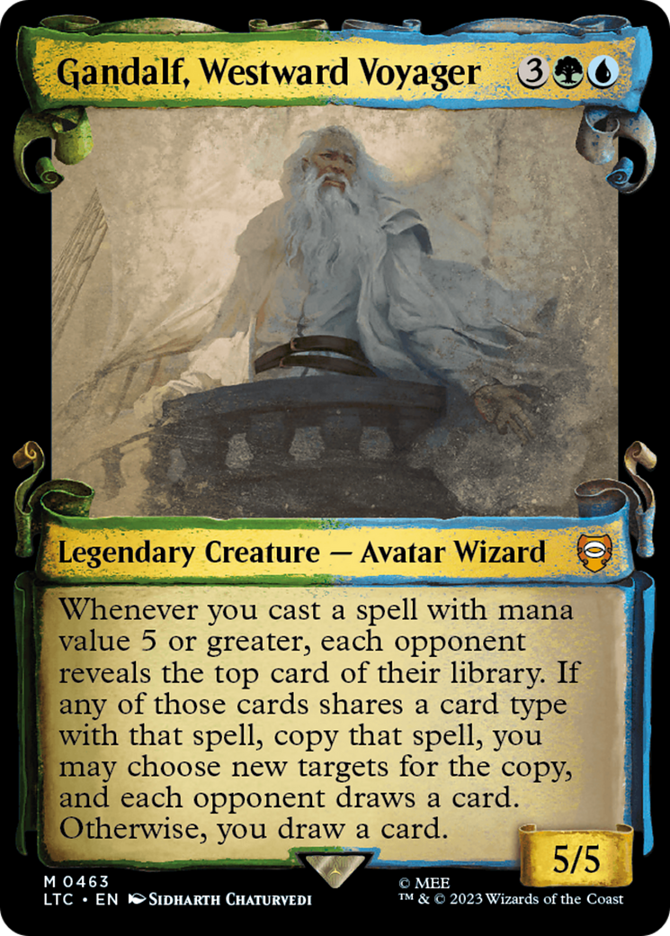 Gandalf, Westward Voyager (Showcase Scrolls) (LTC-463) - Tales of Middle-earth Commander: (Showcase) Foil