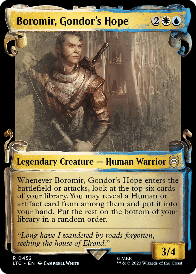 Boromir, Gondor's Hope (Showcase Scrolls) (LTC-452) - Tales of Middle-earth Commander: (Showcase) Foil