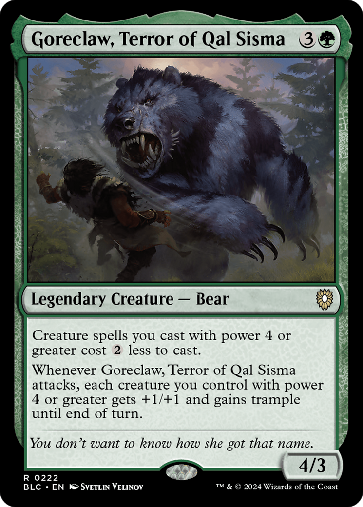 Goreclaw, Terror of Qal Sisma (BLC-222) - Bloomburrow Commander