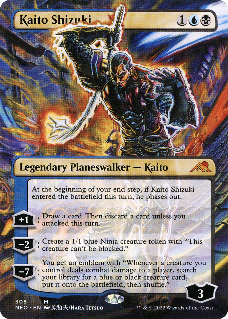 Kaito Shizuki (Borderless) (NEO-305) - Kamigawa: Neon Dynasty Foil
