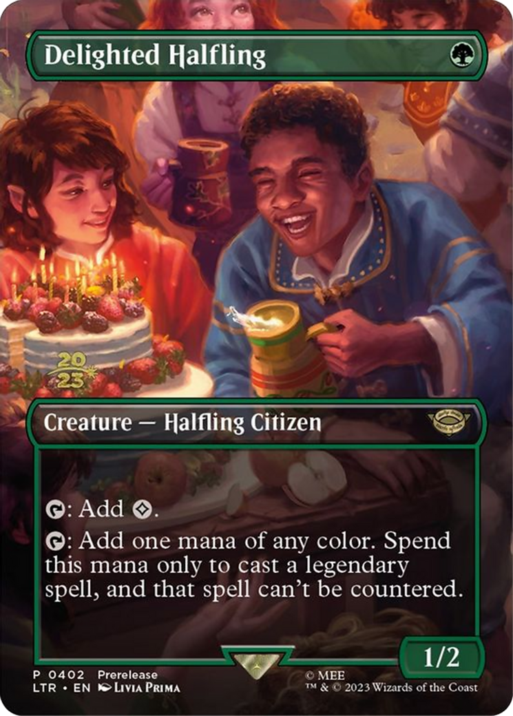 Delighted Halfling (0402) (PRE-402) - Tales of Middle-earth Promos (Borderless) Foil