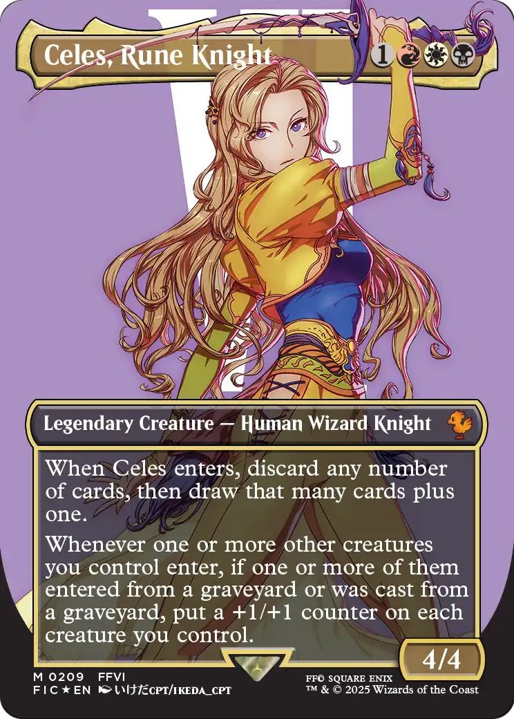 Celes, Rune Knight (Borderless) (Surge Foil) (FIC-209) - Commander: FINAL FANTASY Foil