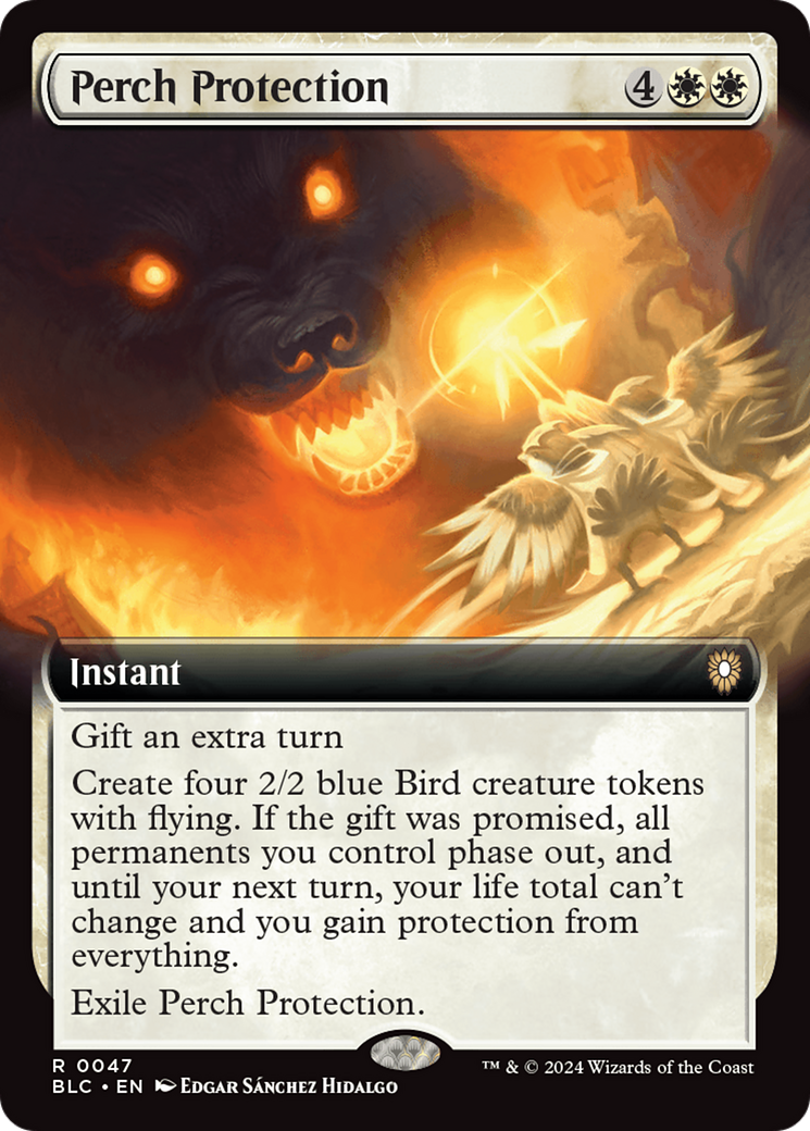 Perch Protection (Extended Art) (BLC-047) - Bloomburrow Commander: (Extended Art)