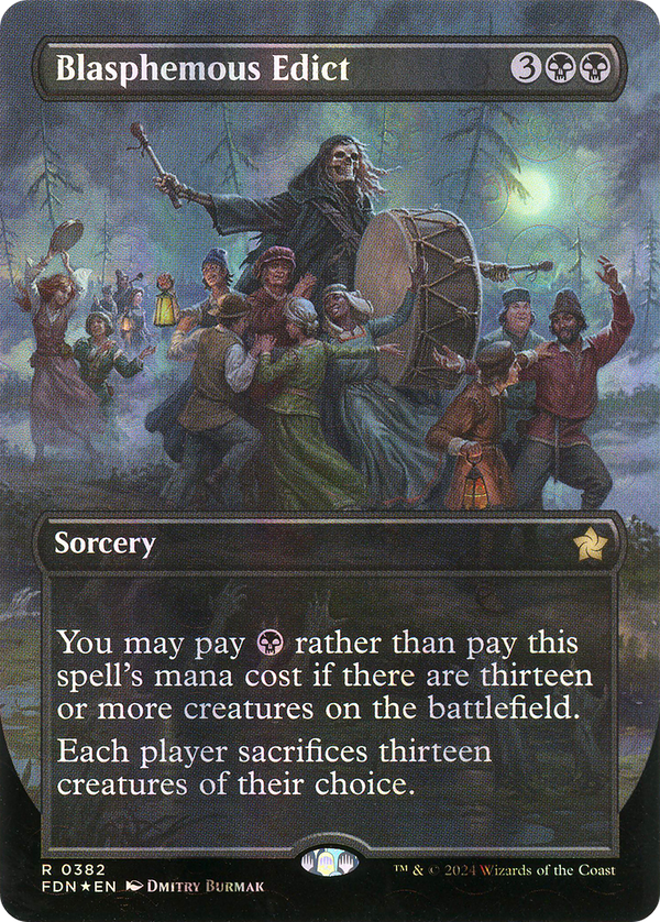 Blasphemous Edict (Borderless) (Mana Foil) (FDN-382) - Foundations Foil