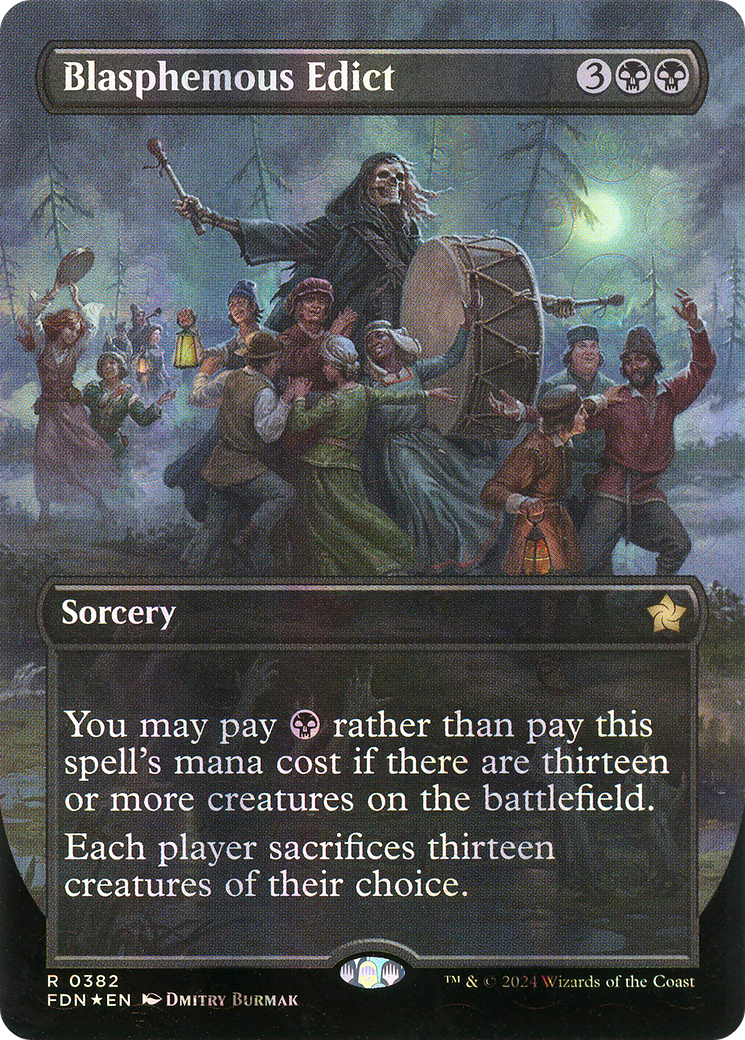Blasphemous Edict (Borderless) (Mana Foil) (FDN-382) - Foundations Foil