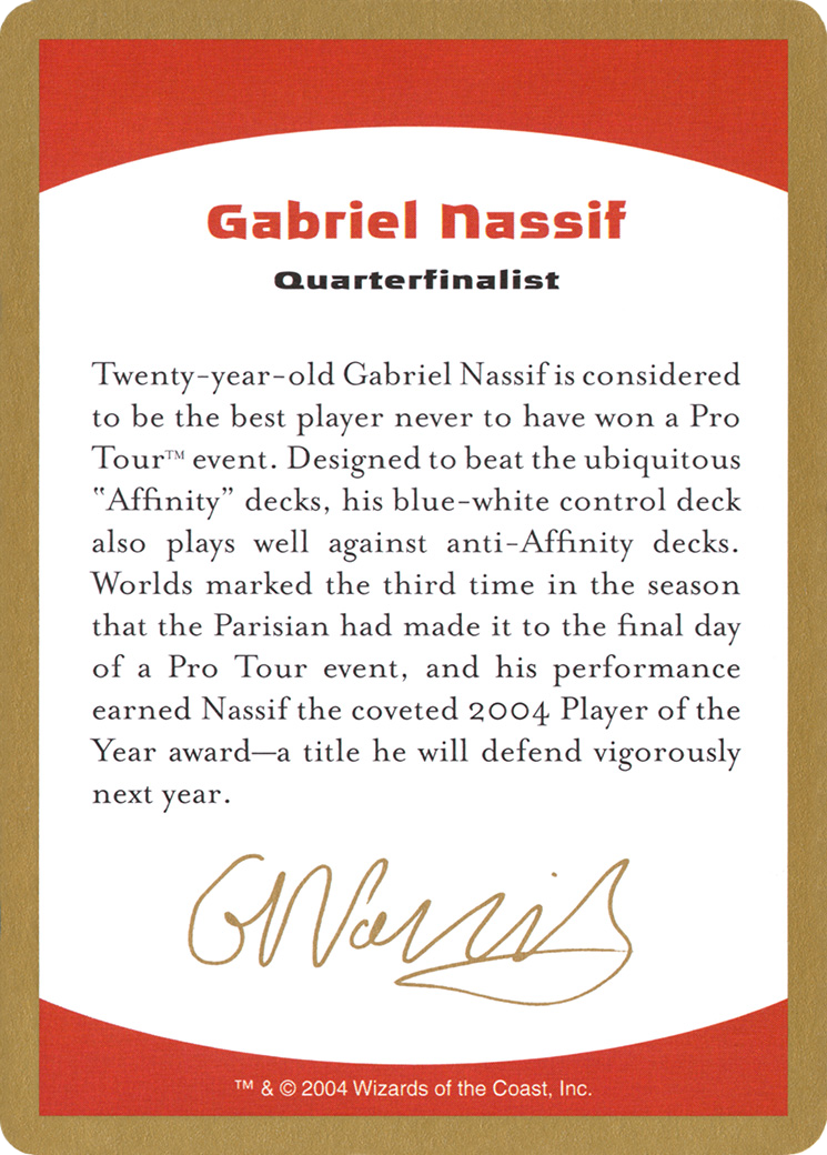 2004 Gabriel Nassif Biography Card (WCD-) - World Championship Decks 2004