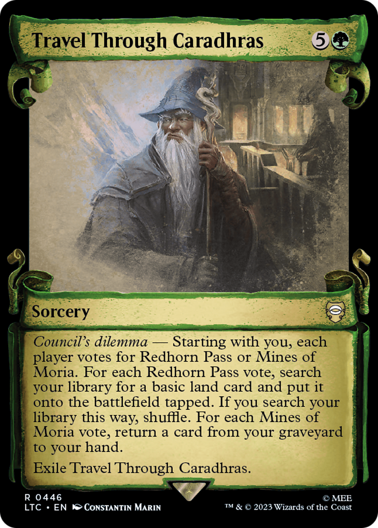 Travel Through Caradhras (Showcase Scrolls) (LTC-446) - Tales of Middle-earth Commander: (Showcase) Foil