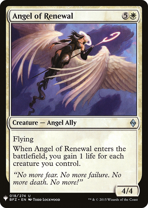 Angel of Renewal (LIST-018) - The List