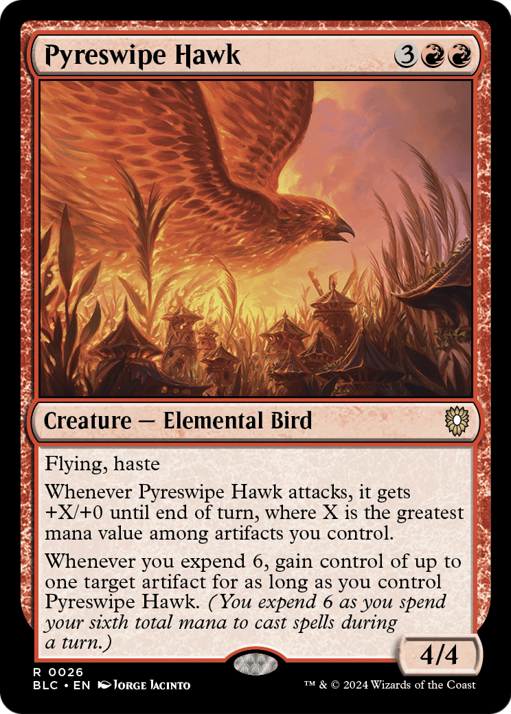 Pyreswipe Hawk (BLC-026) - Bloomburrow Commander