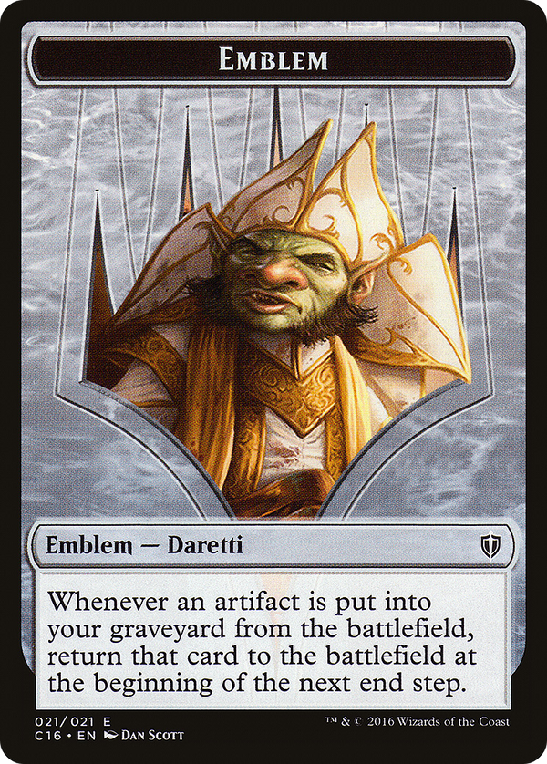 Emblem - Daretti, Scrap Savant // Thopter Double-Sided Token (C16-21 // 9) - Commander 2016 Tokens