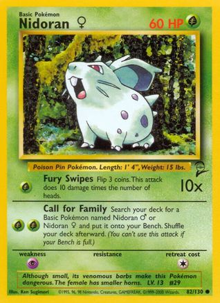 Nidoran F 082  Base Set 2 - Common