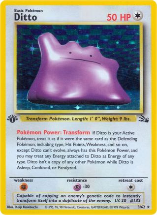 Ditto (3) (3) 003  - 1st Edition Holofoil Fossil - Holo Rare
