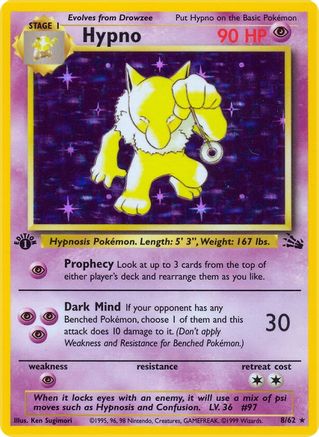 Hypno (8) (8) 008  - 1st Edition Holofoil Fossil - Holo Rare