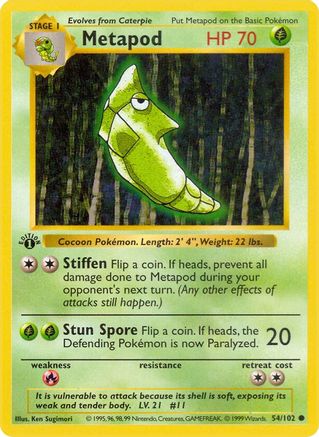 Metapod 054  - 1st Edition Base Set Shadowless - Common