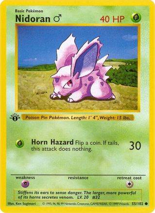 Nidoran M 055  - 1st Edition Base Set Shadowless - Common