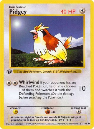 Pidgey 057  - 1st Edition Base Set Shadowless - Common