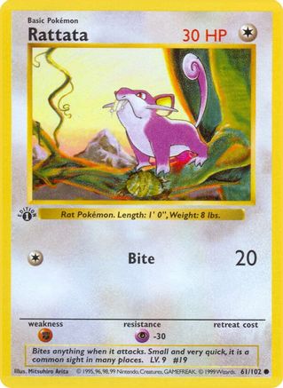 Rattata 061  - 1st Edition Base Set Shadowless - Common