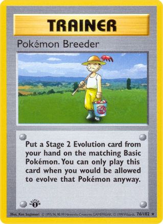Pokemon Breeder/102  - 1st Edition Base Set Shadowless - Rare