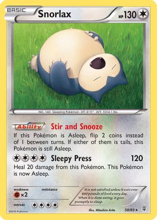 Snorlax 058  - Reverse Holofoil Generations - Rare