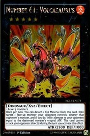 Number 61: Volcasaurus (PGL3-EN073) - Premium Gold: Infinite Gold 1st Edition